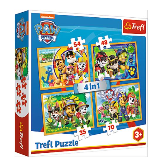 Trefl4 in 1 - Paw Patrol - Always on Time - Puzzle 35 pieces - Kalimat ...